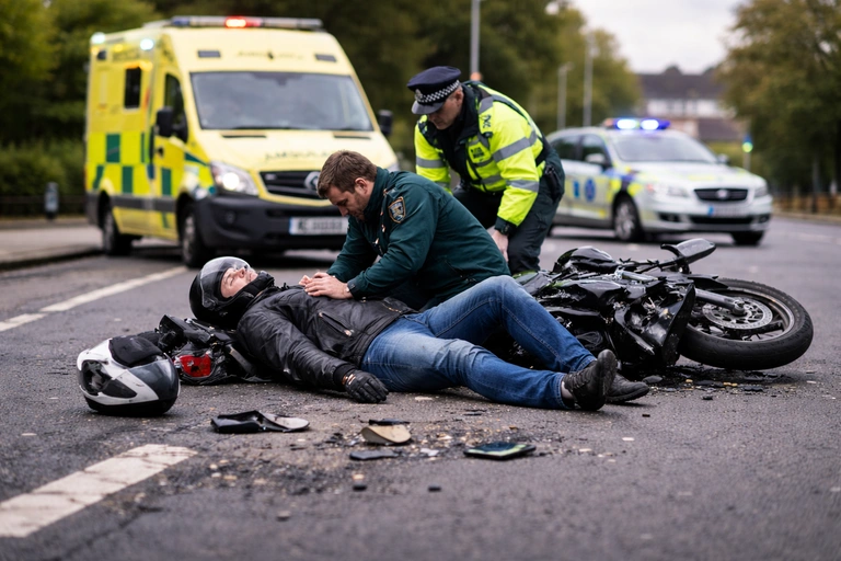 Motorbike accident on UK road — non-fault injury claim